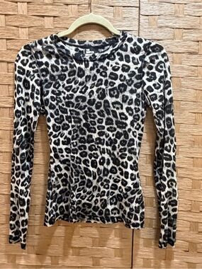 The Kooples Black & Gray Leopard Print Blouse size Small LIKE NEW!!